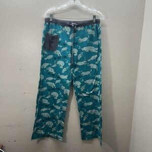 Lazy One Women's Yoga Pants Pajama Pants Manatee Novelty Print Sz S Drawstring